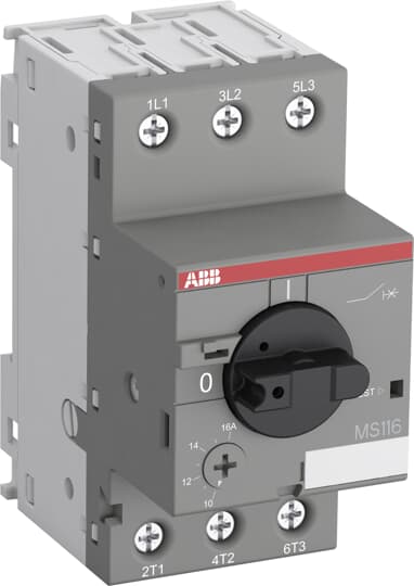 Автоматический выключатель для защиты двигателя 10.0A 50кА MS116 диапазон 6.3-10А ABB (1SAM250000R1010)