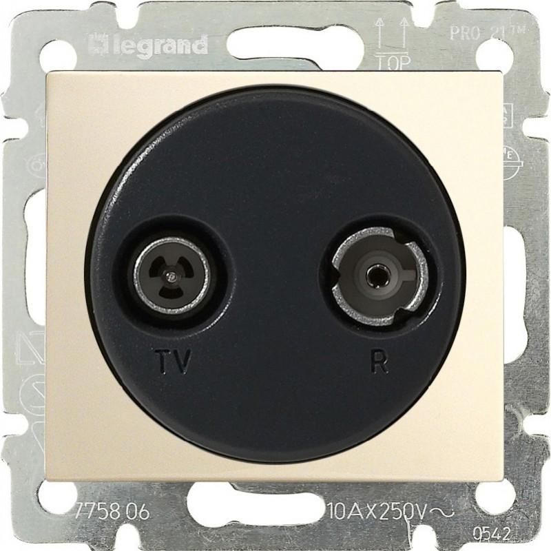 Розетка TV/RD проходная 14дБ 862МГц (слоновая кость) Valena Classic Legrand (774334)