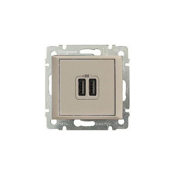 Зарядное устройство с 2-мя коннекторами USB (слоновая кость) Valena Classic Legrand (774170)