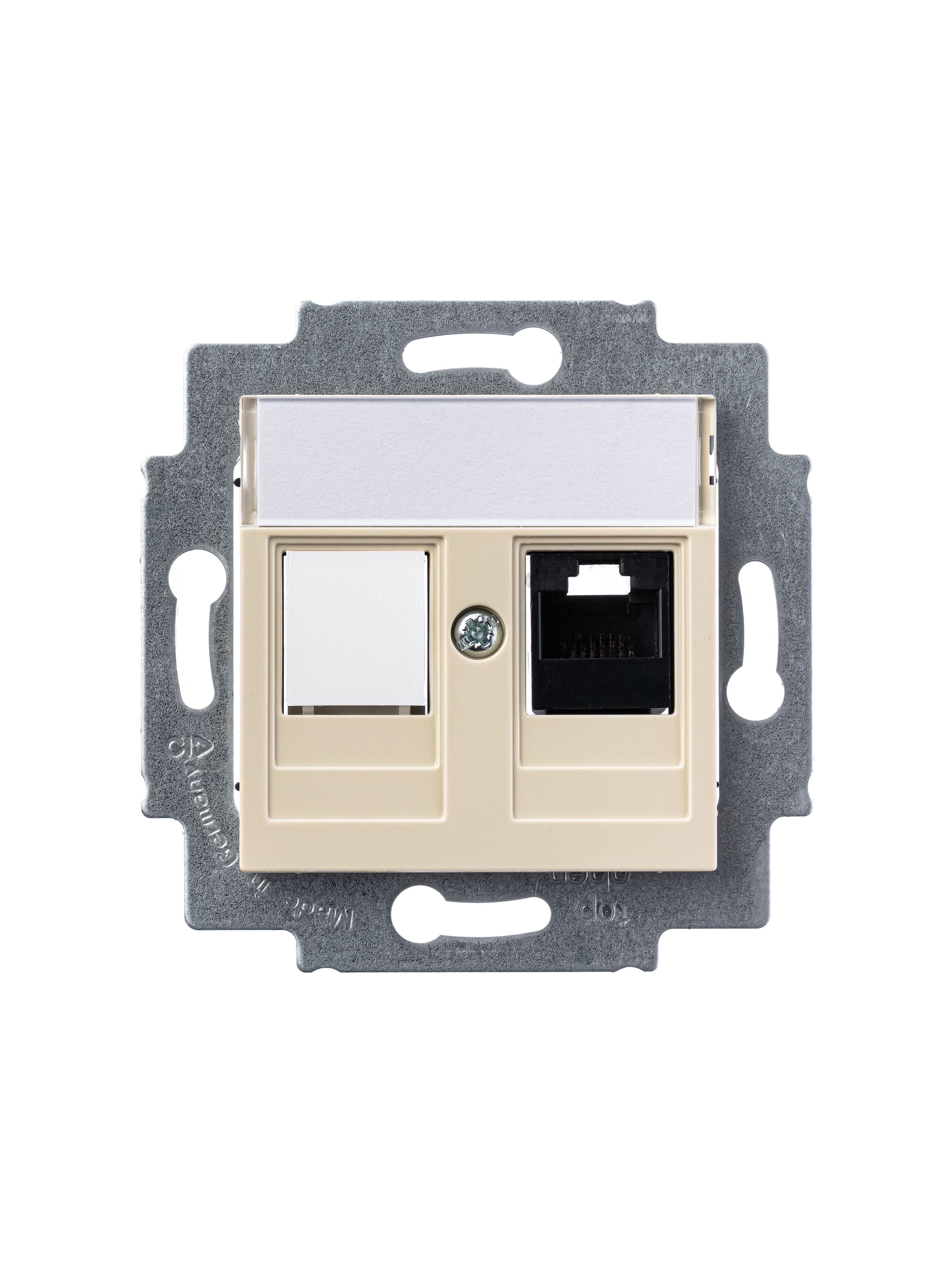Розетка PC RJ45 категория 5e + заглушка (слоновая кость) Levit ABB