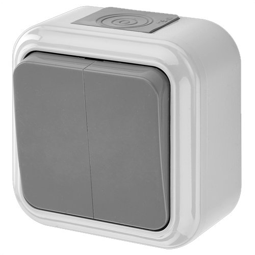 Выключатель ОУ 2кл IP54 (серый) Пралеска Аква