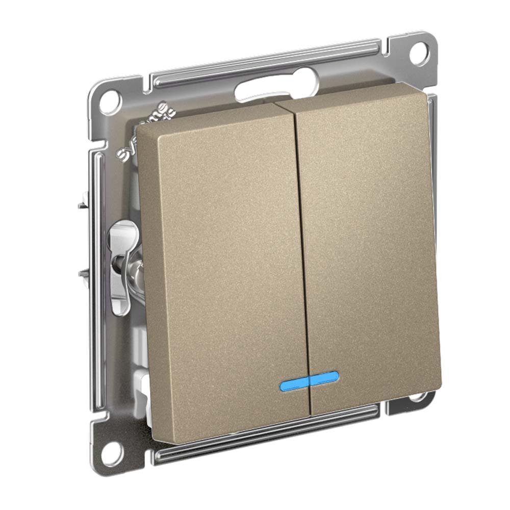 Выключатель 2кл с подсветкой схема 5а 10АХ (шампань) ATLASDESIGN SE