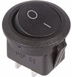 Выключатель клавишный 250В 6А (2с) ON-OFF без подсветки круглый (черный) (RWB-212) REXANT