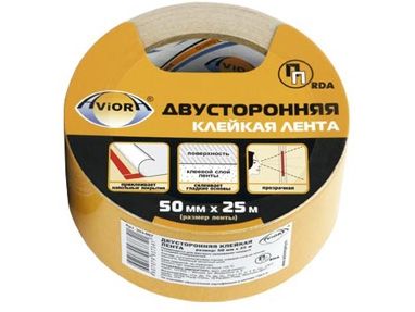 Двусторонняя клейкая лента на ПП основе 50ммх10м (прозрачная) AVIORA (303-005)