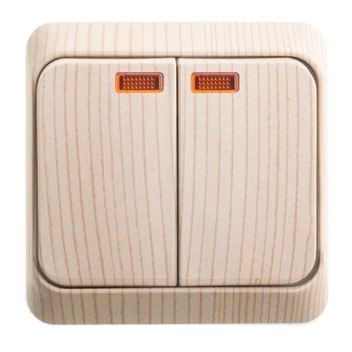 Выключатель ОУ 2кл с подсветкой (сосна) ЭТЮД SE