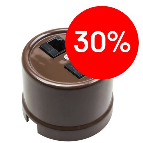 Розетка TF RJ11+PC RJ45 керамика (коричневый) Лизетта BIRONI