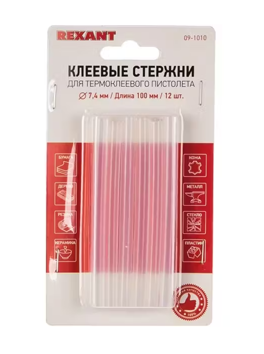 Стержень клеевой 7х100мм прозрачный (12шт/уп) блистер REXANT