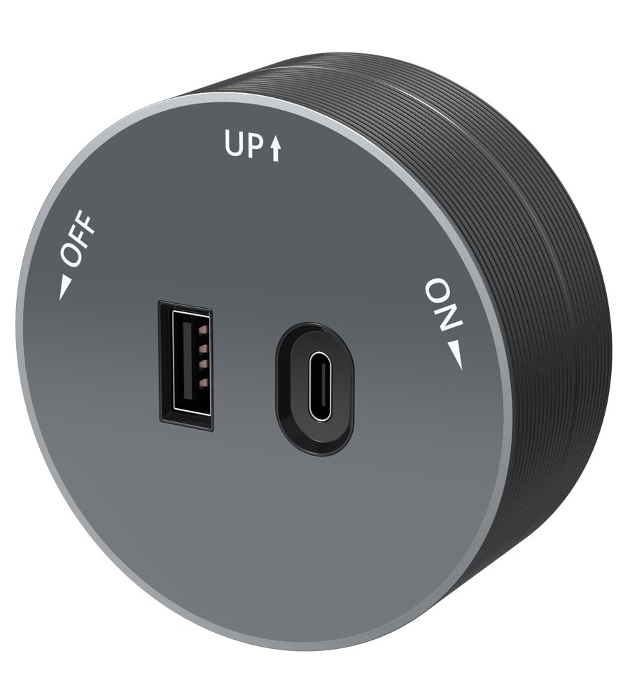 Розетка 2хUSB (тип А+С) 18Вт. 5В/3А (графит) MultiTrack SE