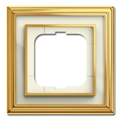 Рамка 1 пост 1721-838-500 (латунь/белое стекло) Династия ABB