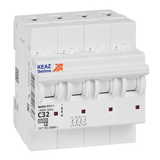 Автоматический выключатель 4п C32 4.5кА OptiDin BM63 КЭАЗ 326824 