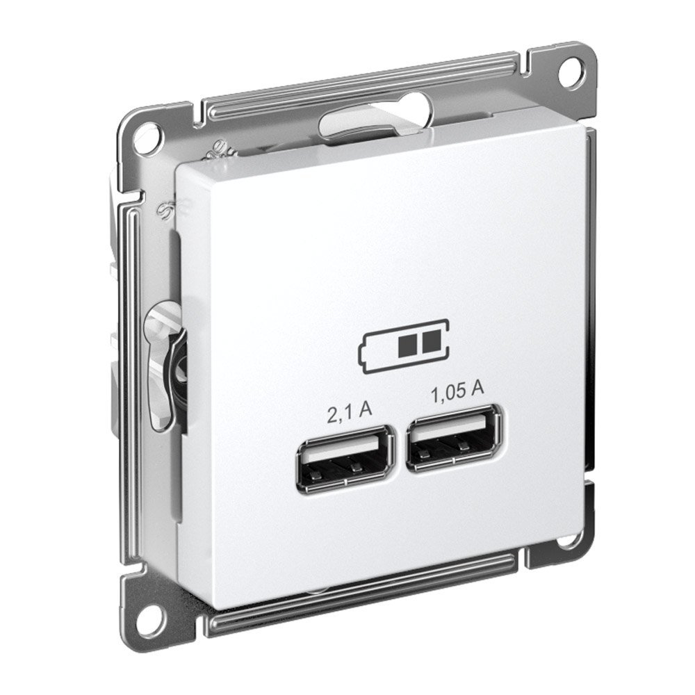 Розетка USB 5В 1 порт x 2.1А 2 порта х 1.05А (белый) ATLASDESIGN SE