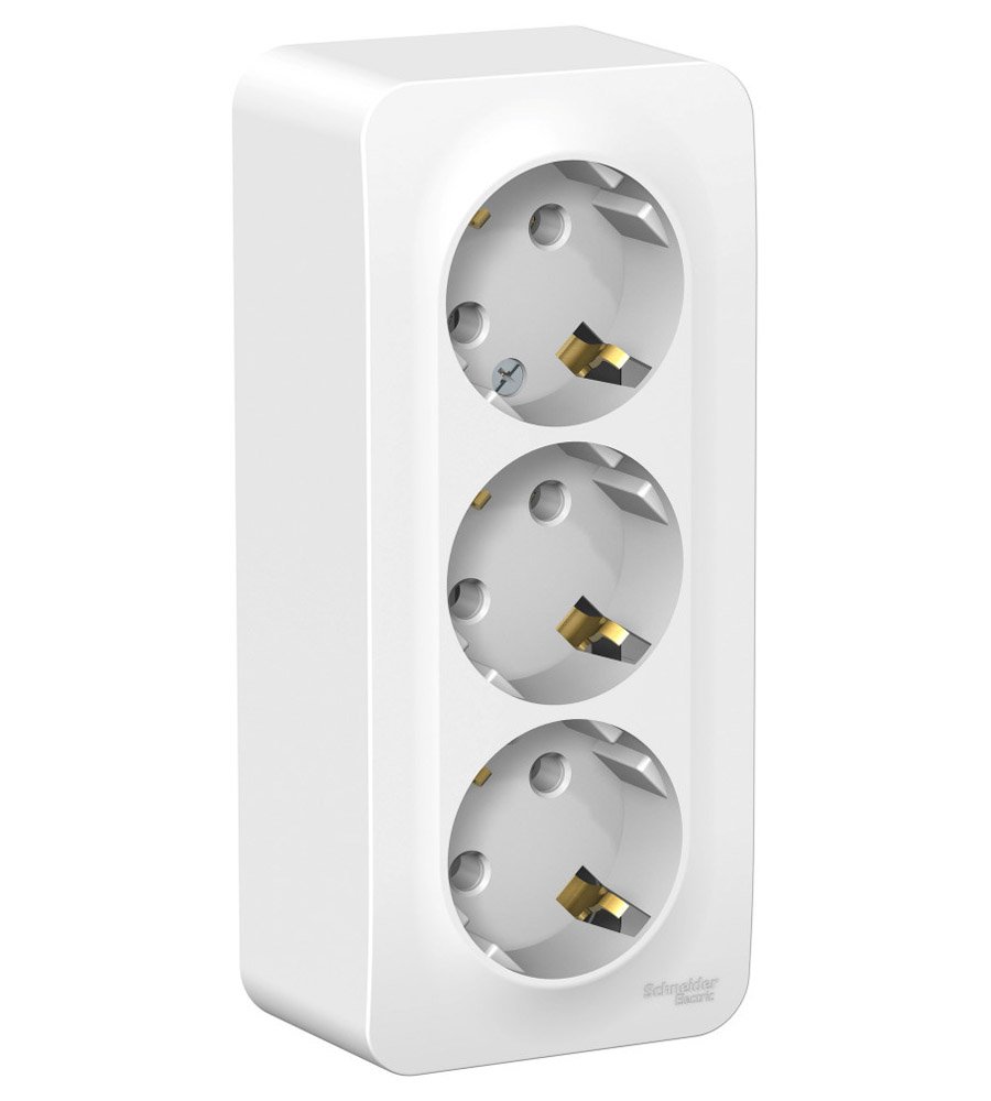 Розетка ОУ 3-я с заземлением с изолирующей пластиной (белый) BLANCA SE