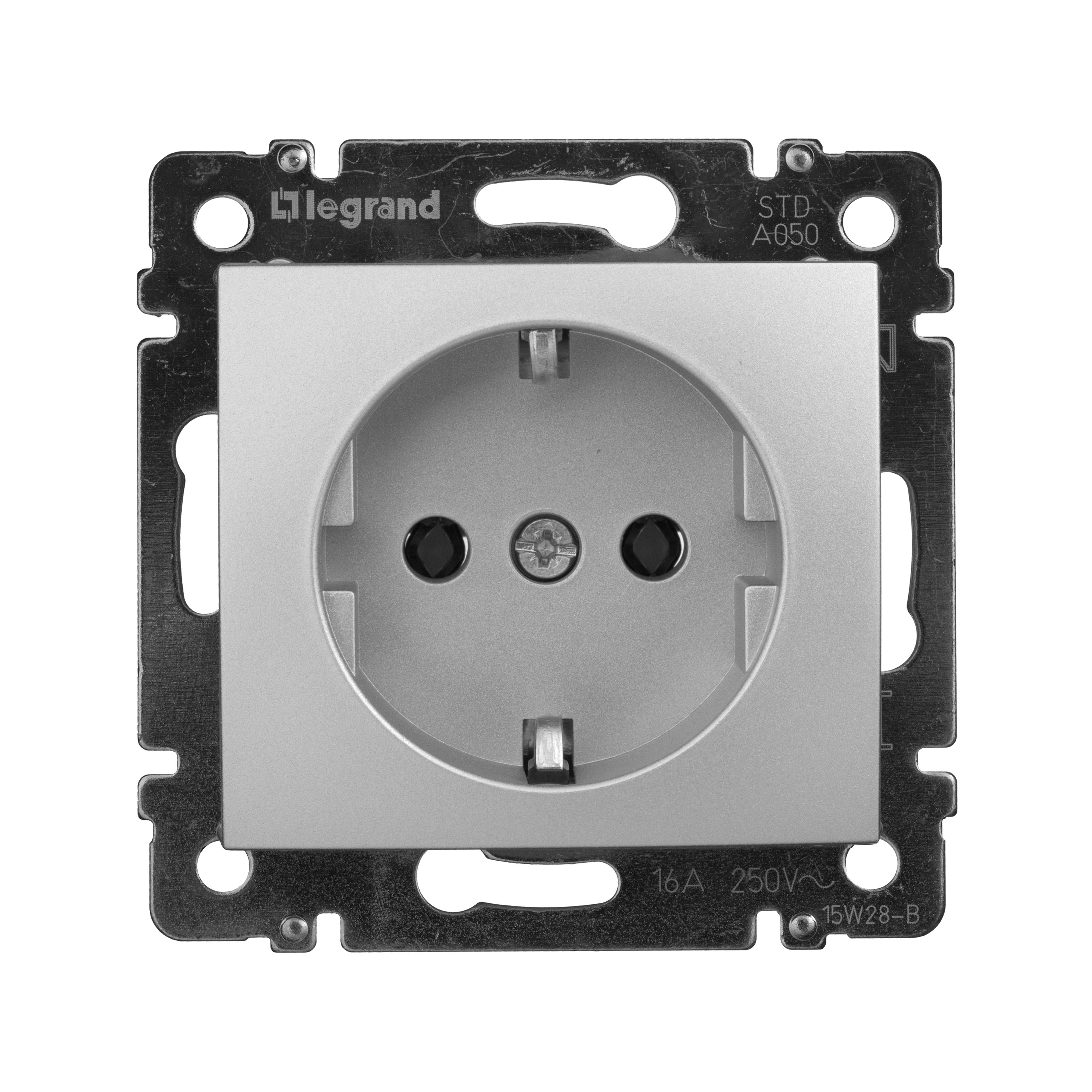 Розетка с заземлением (алюминий) Valena Classic Legrand (770120)