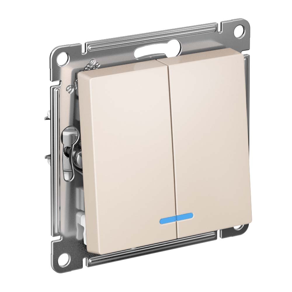 Выключатель 2кл с подсветкой схема 5а 10АХ (бежевый) ATLASDESIGN SE
