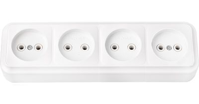 Розетка ОУ 4-я без заземления (белый) Пралеска BYLECTRICA