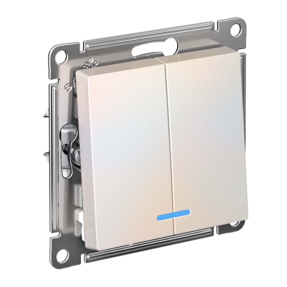 Выключатель 2кл с подсветкой схема 5а 10АХ (жемчуг) ATLASDESIGN SE