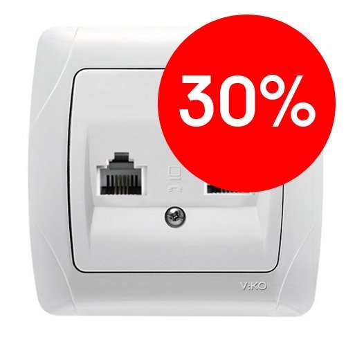 Розетка СУ 2-я TF+компьютерная RJ 45 категория 5 (белый) Carmen VI-KO УЦЕНКА