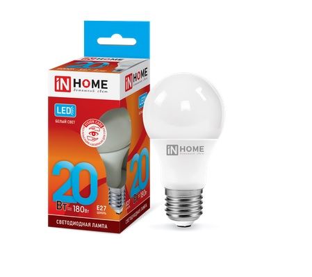 Лампа светодиодная ЛОН LED-A60-VC A60 20Вт 4000К 1900Лм Е27 IN HOME