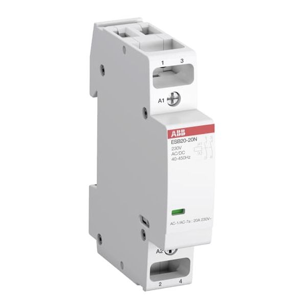 Контактор модульный ESB20-11N-01 (20А АС-1. 1НО+1НЗ) катушка 24В AC/DC ABB (1SBE121111R0111)