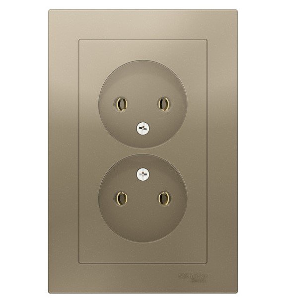 Розетка 2-я без заземления 16А в сборе (шампань) ATLASDESIGN SE