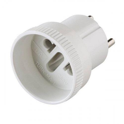 Переходник евро круглый 6А 220В IP20 (белый) MAKEL