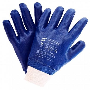 Перчатки трикотажные х/б c нитриловым покрытием синие размер 11 Arcticus