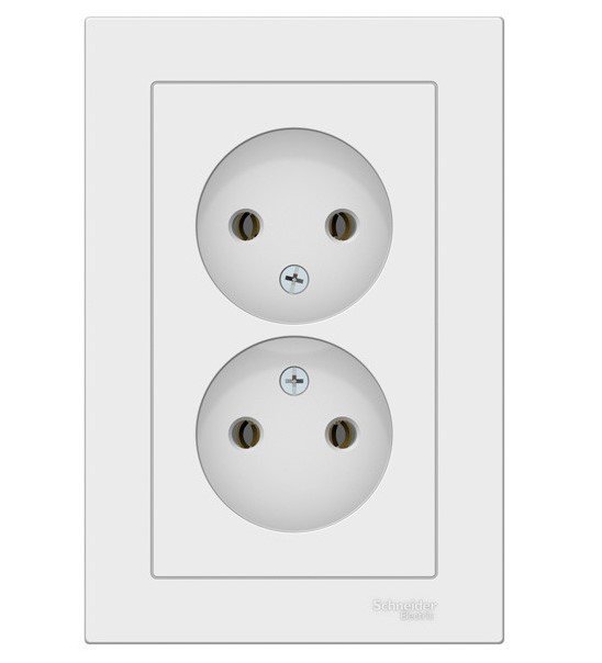 Розетка 2-я без заземления 16А в сборе (белый) ATLASDESIGN SE