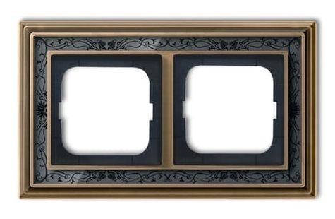 Рамка 2 поста 1721-843-500 (латунь античная/черная роспись) Династия ABB