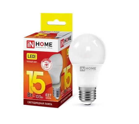 Лампа светодиодная ЛОН LED-A60-VC A60 15Вт 3000К 1430Лм Е27 IN HOME