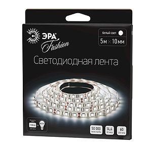 Лента светодиодная LS5050-14.4-60-12-6500K-IP20-1 year-5m 14.4Вт 12В 6000К IP20 60 диодов/метр ЭРА холодный белый