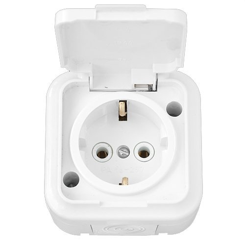 Розетка ОУ с заземлением IP54 (белый) Пралеска Аква