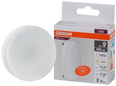 Лампа светодиодная таблетка LV GX53 100 12SW-100W/830 230V 960lm GX53 D73x28 10X1 RU OSRAM