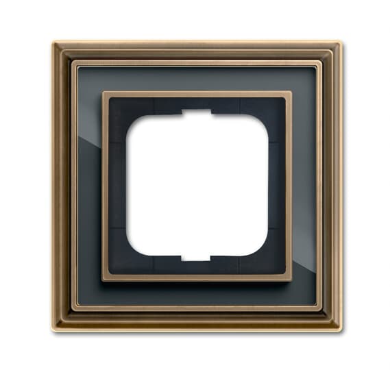 Рамка 1 пост 1721-845-500 (латунь античная/черное стекло) Династия ABB
