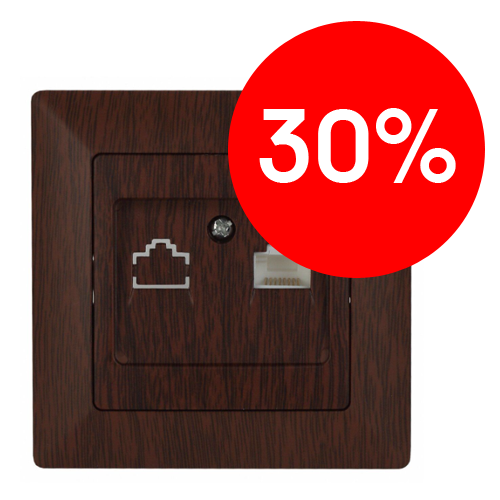 Розетка PC RJ45 (венге) Intro Solo ЭРА (4-303-10)