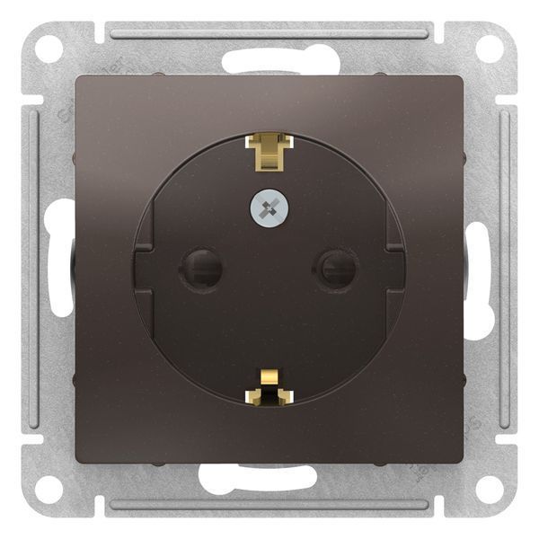 Розетка с/з с защитными шторками 16А IP20 (мокко) ATLASDESIGN SE