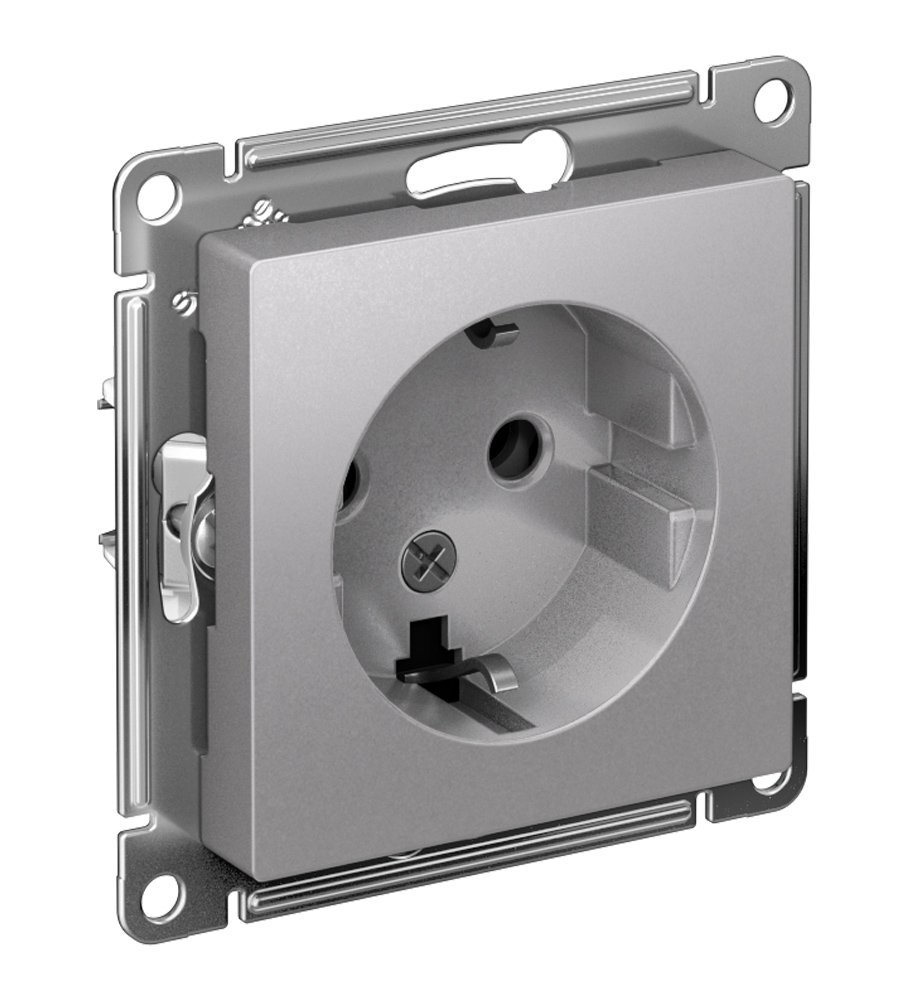 Розетка с заземлением 16А (алюминий) ATLASDESIGN SE