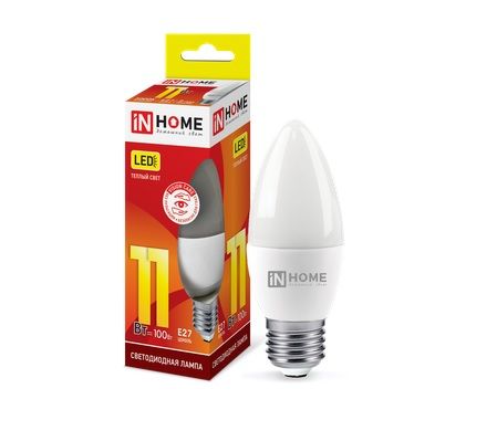 Лампа светодиодная свеча LED-СВЕЧА-VC C37 11Вт 3000К 1050Лм Е27 IN HOME