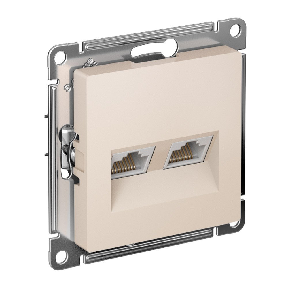 Розетка 2-я PC RJ45+RJ45 категория 5е (бежевый) ATLASDESIGN SE