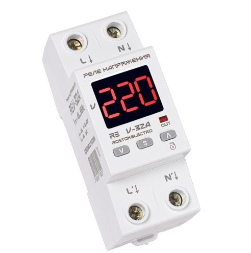 Реле напряженияRE V-32A 220В установка на DIN-рейку rostokelectro