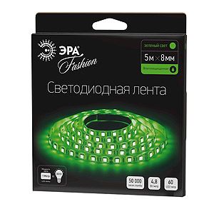 Лента светодиодная LS3528-60LED-IP65-G-5m 4.8Вт 12Вт IP65 60 диодов/метр ЭРА зеленый