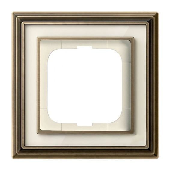Рамка 1 пост 1721-848-500 (латунь античная/белое стекло) Династия ABB