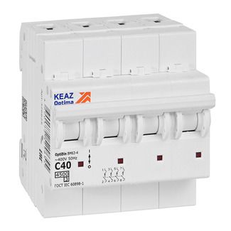 Автоматический выключатель 4п C40 4.5кА OptiDin BM63 КЭАЗ 326825 
