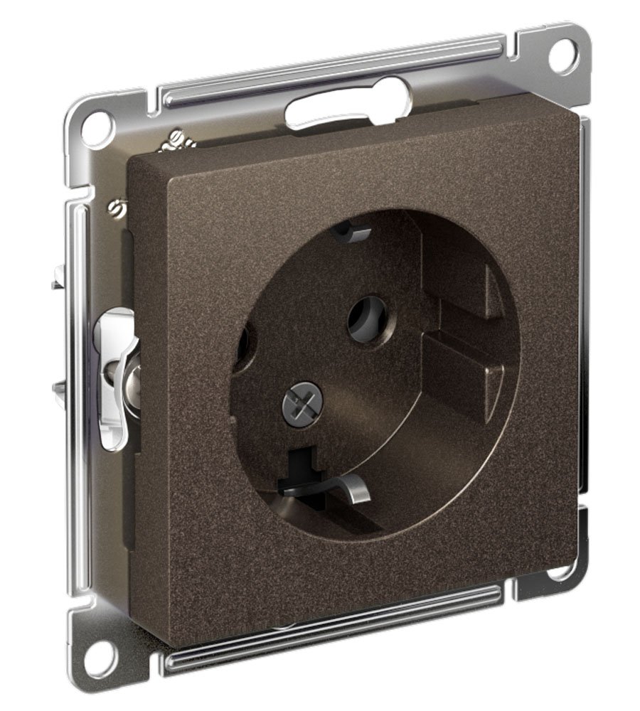 Розетка 1-я с/з 16А (мокко) ATLASDESIGN SE