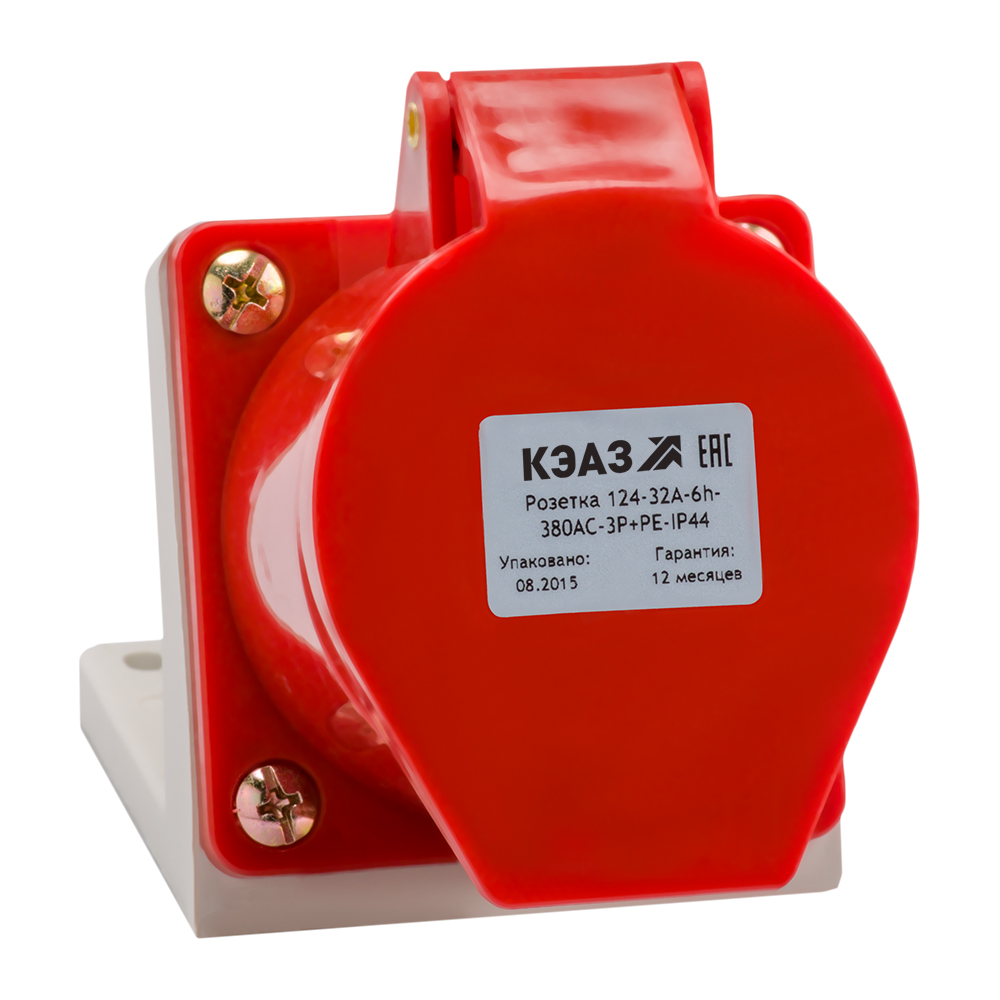 Розетка 124-32А-6h-380AC-3P+PE-IP44 для монтажа на поверхности КЭАЗ