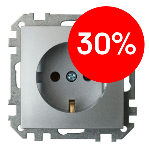 Розетка СУ с заземлением (серебро) СТИЛЬ BYLECTRICA