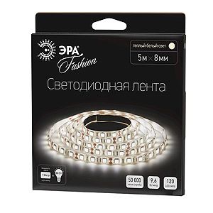 Лента светодиодная LS3528-120LED-IP20-WW-5m 9.6Вт 12В 3000К IP20 120 диодов/метр ЭРА теплый белый