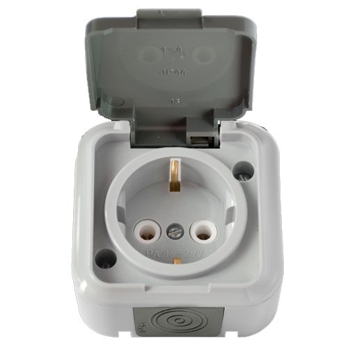 Розетка ОУ с заземлением IP54 (серый) Пралеска Аква