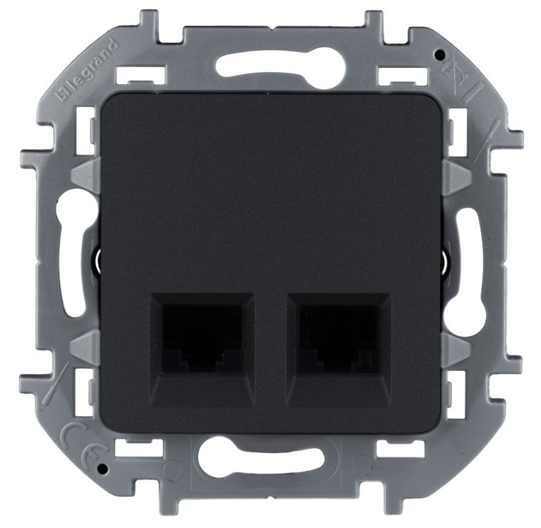 Розетка 2-я RJ45 категория 5 UTP (антрацит) INSPIRIA Legrand/Daccord (673838) 