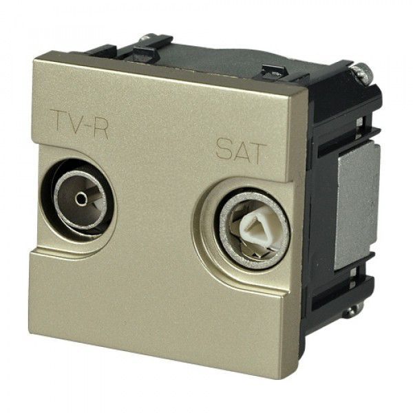 Розетка TV-R/SAT 2-модульная одиночная с накладкой N2251.3 CV (шампань) Zenit ABB