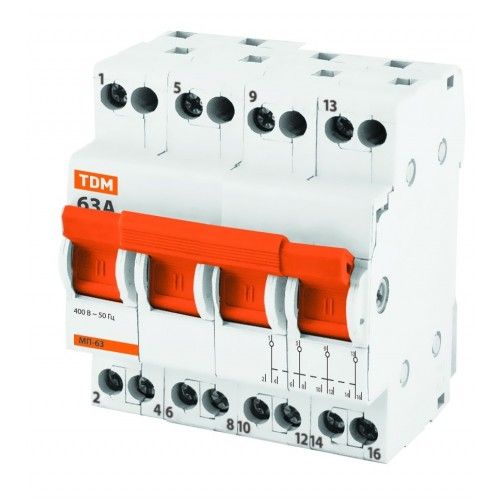 Переключатель трехпозиционный 4п 63А МП-63 модульный TDM (SQ0224-0036)